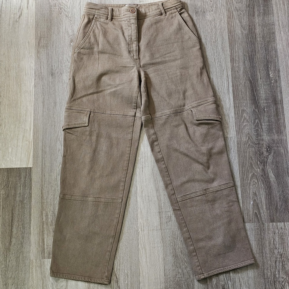 Wilfred Free Pants Womens Size 8 Brown Tan Cargo Wide Leg High Rise Aritzia